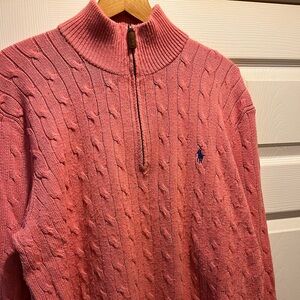 Polo Ralph Lauren 100% tussah silk cable knit 1/4 zip sweater